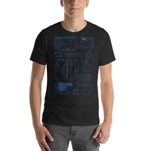 Blue PlayStation 5 Sketch Unisex T-Shirt