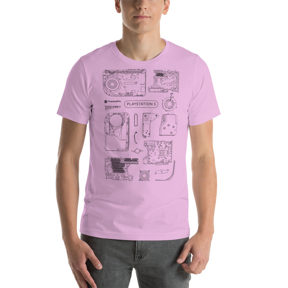 Black PlayStation 5 Sketch Unisex T-Shirt